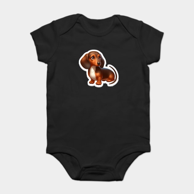 Pint-sized Pup Portraits: Miniature Dachshund Wiener Dog Art Baby Bodysuit by IamActiveDog
